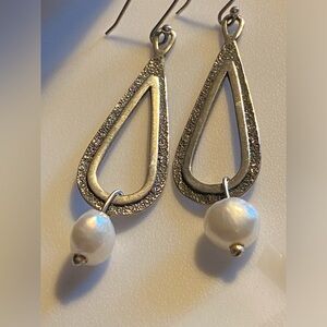 SILPADA W1388 Sterling Silver and pearl Teardrop Earrings